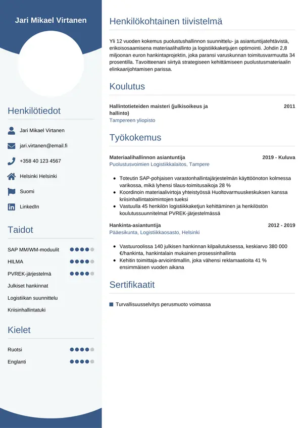 CV-pohja — Tyyli 4