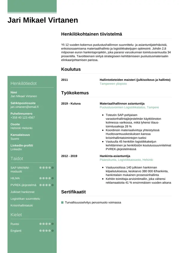 CV-pohja — Tyyli 8