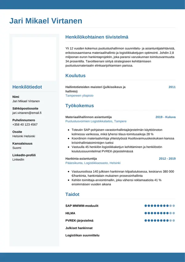 CV-pohja — Tyyli 9