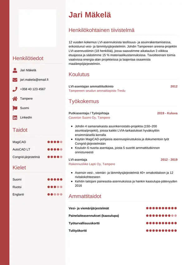 CV-pohja — Tyyli 10