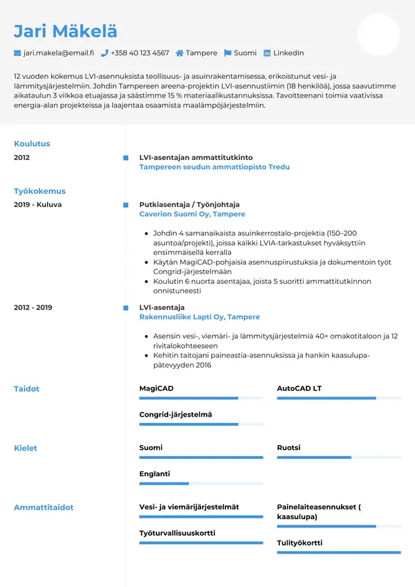 CV-pohja — Tyyli 2