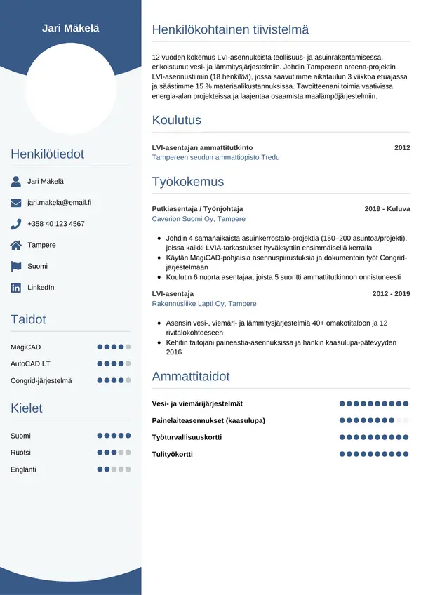 CV-pohja — Tyyli 4