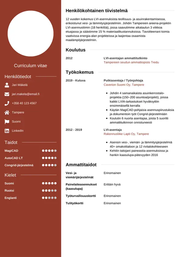 CV-pohja — Tyyli 5