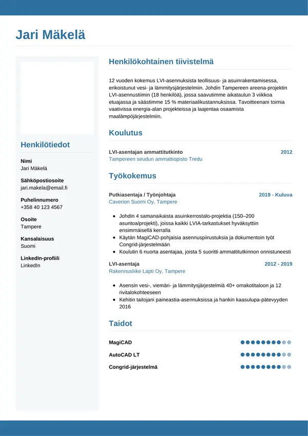 CV-pohja — Tyyli 9