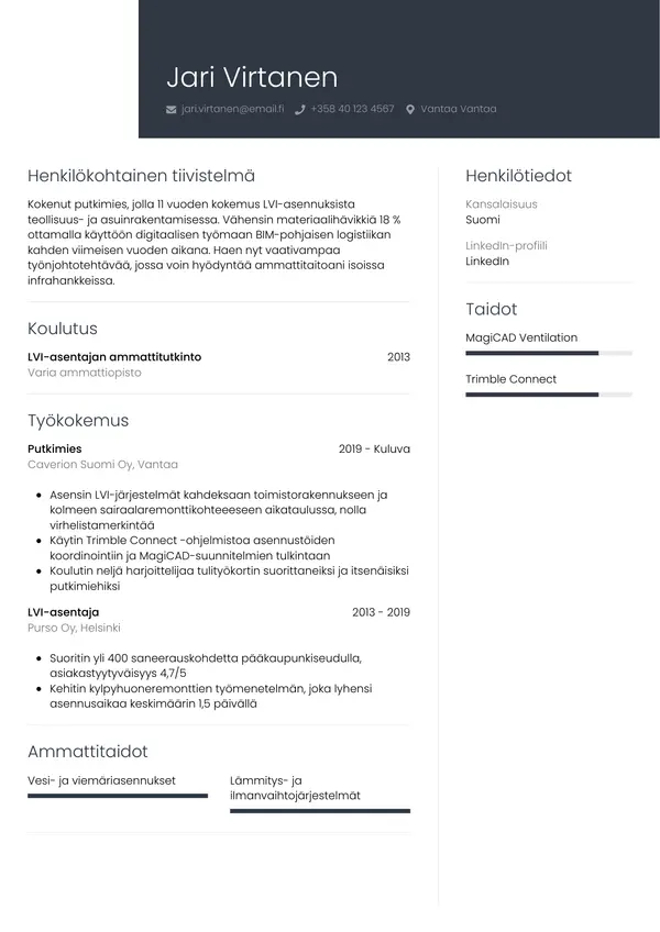 CV-pohja — Tyyli 1