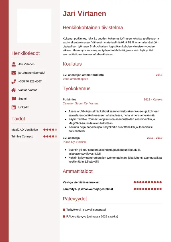 CV-pohja — Tyyli 10