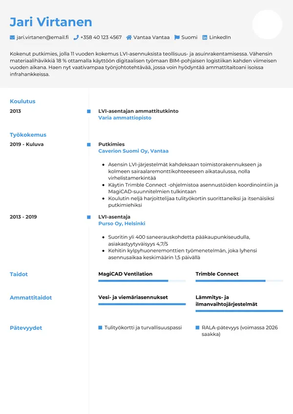 CV-pohja — Tyyli 2