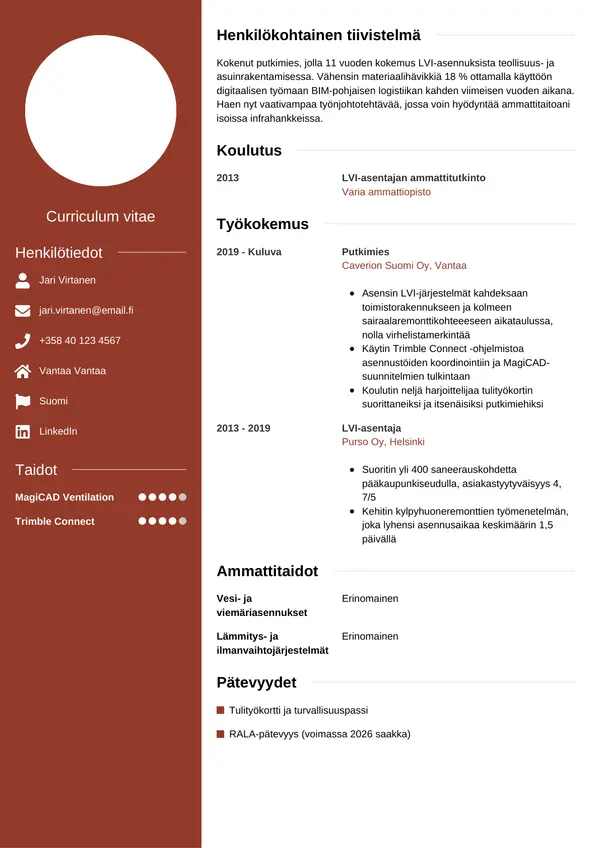 CV-pohja — Tyyli 5