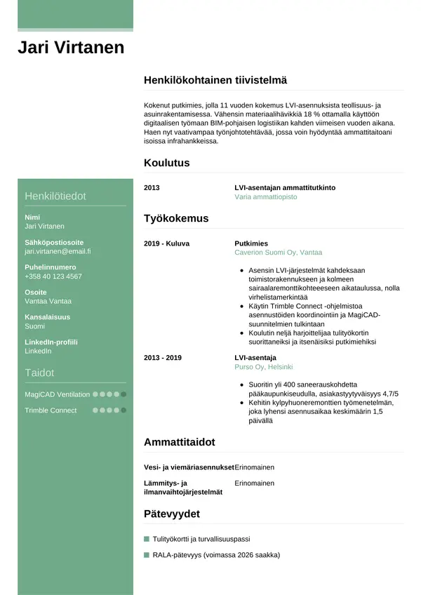 CV-pohja — Tyyli 8