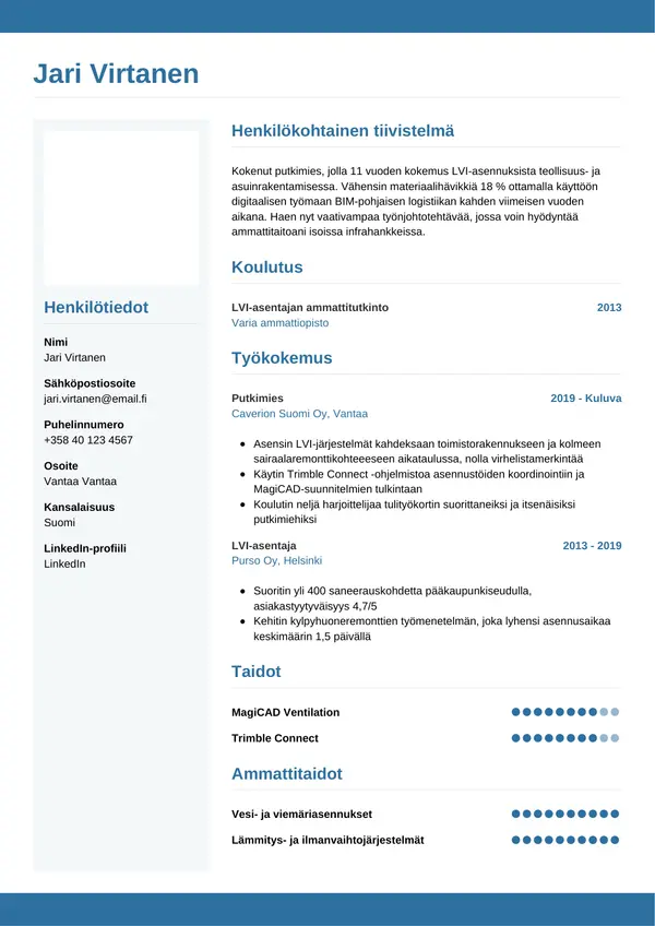 CV-pohja — Tyyli 9