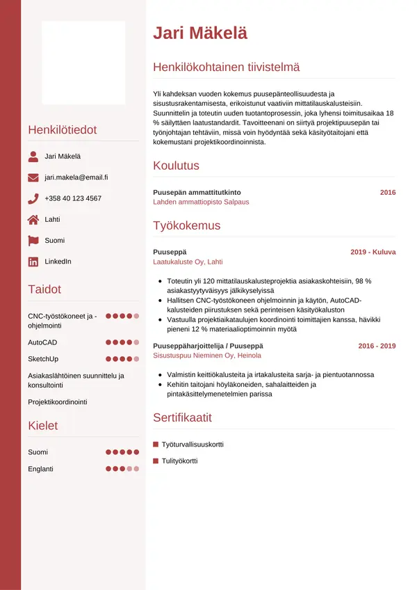 CV-pohja — Tyyli 10