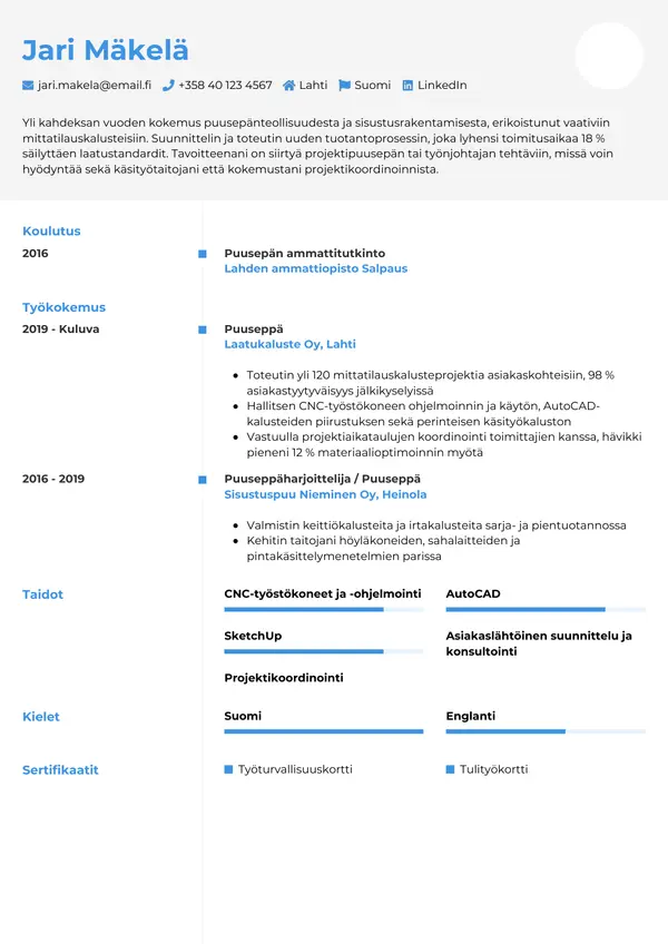 CV-pohja — Tyyli 2