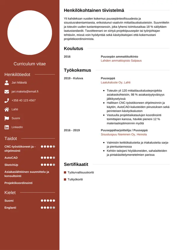 CV-pohja — Tyyli 5