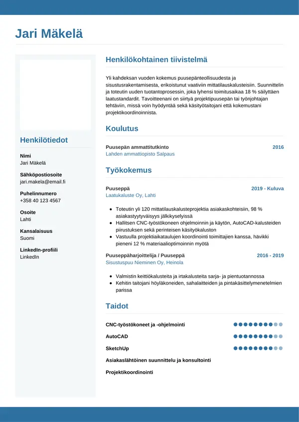 CV-pohja — Tyyli 9