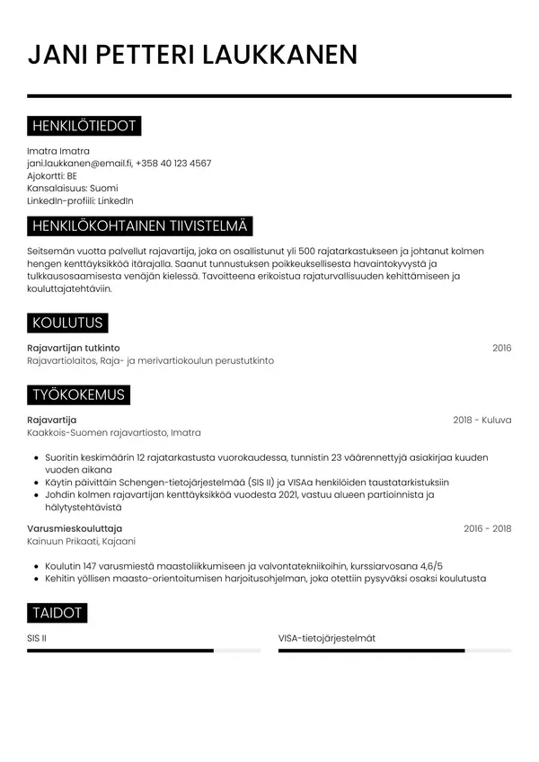 CV-pohja — Tyyli 11