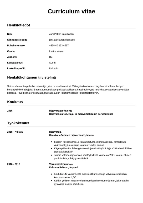 CV-pohja — Tyyli 12