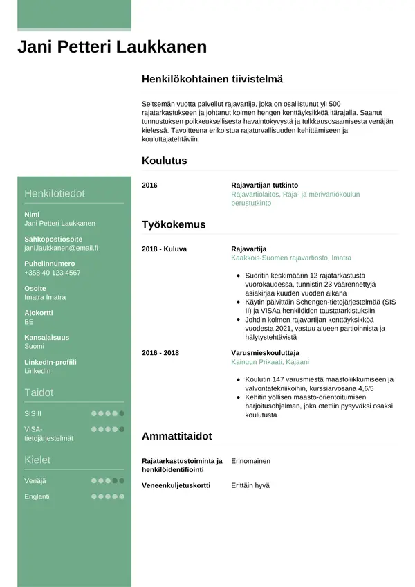 CV-pohja — Tyyli 8