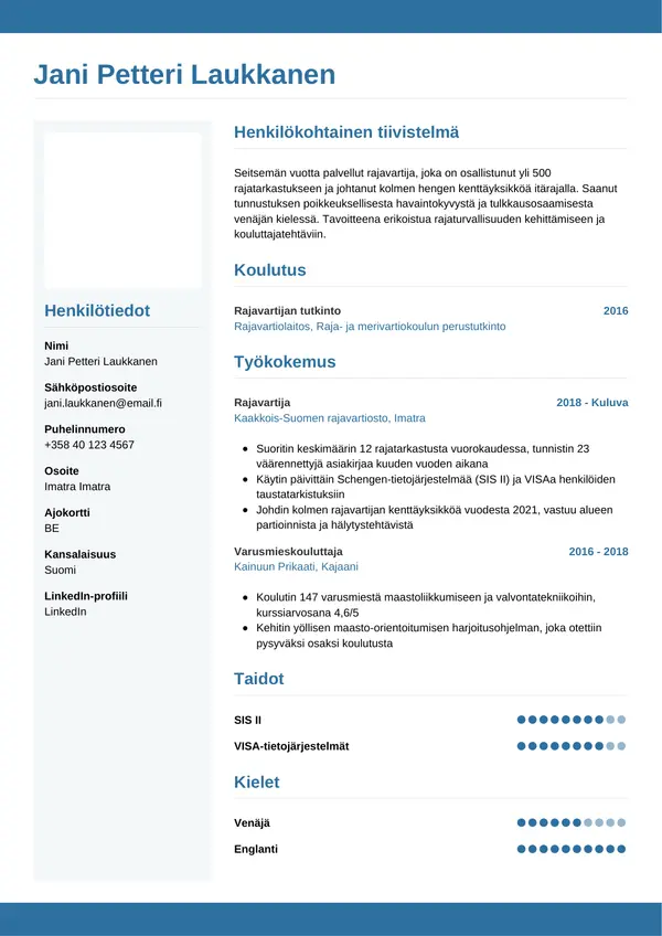 CV-pohja — Tyyli 9