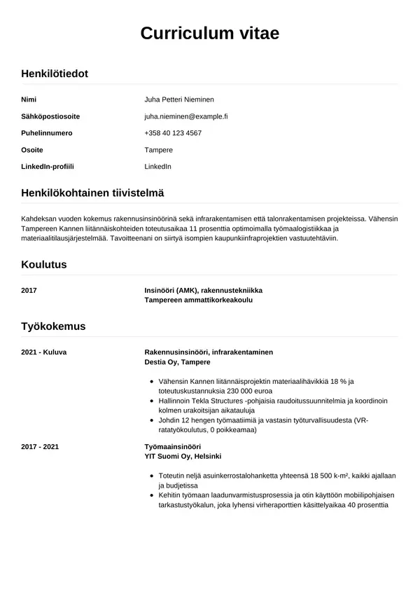 CV-pohja — Tyyli 12