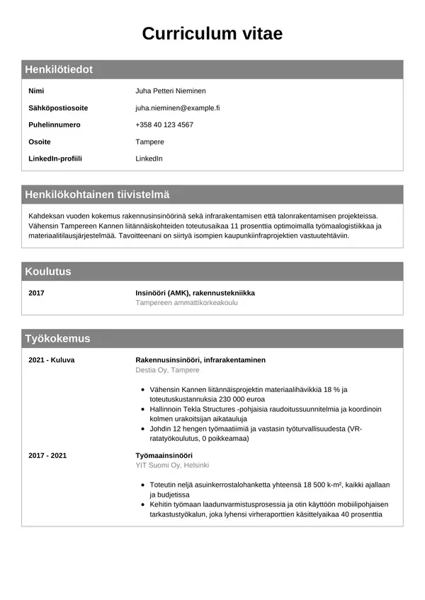 CV-pohja — Tyyli 7