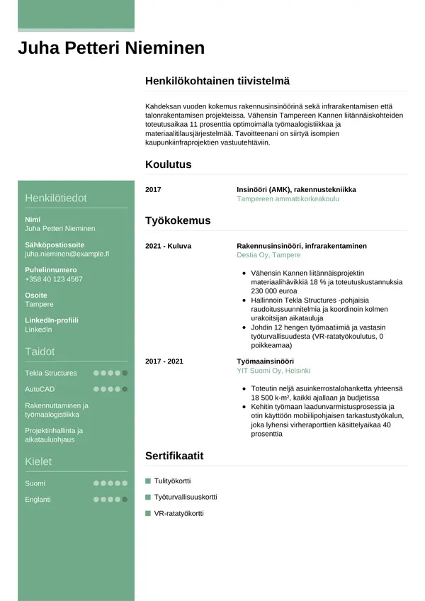 CV-pohja — Tyyli 8