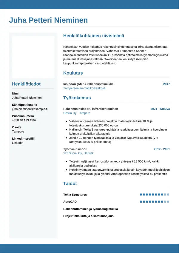 CV-pohja — Tyyli 9