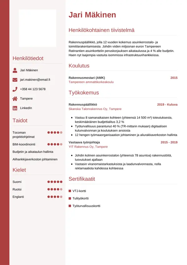 CV-pohja — Tyyli 10