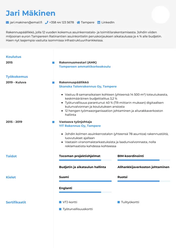 CV-pohja — Tyyli 2