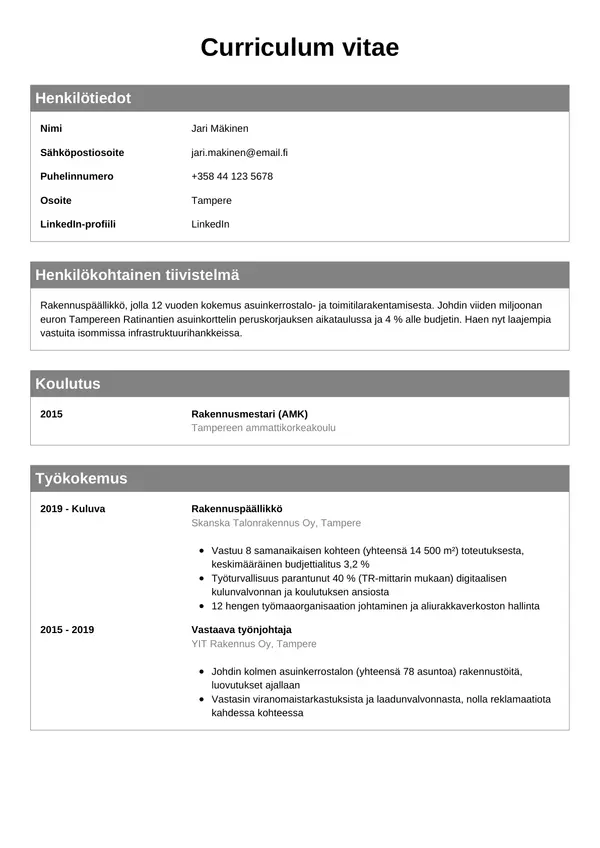 CV template Tyyli 7