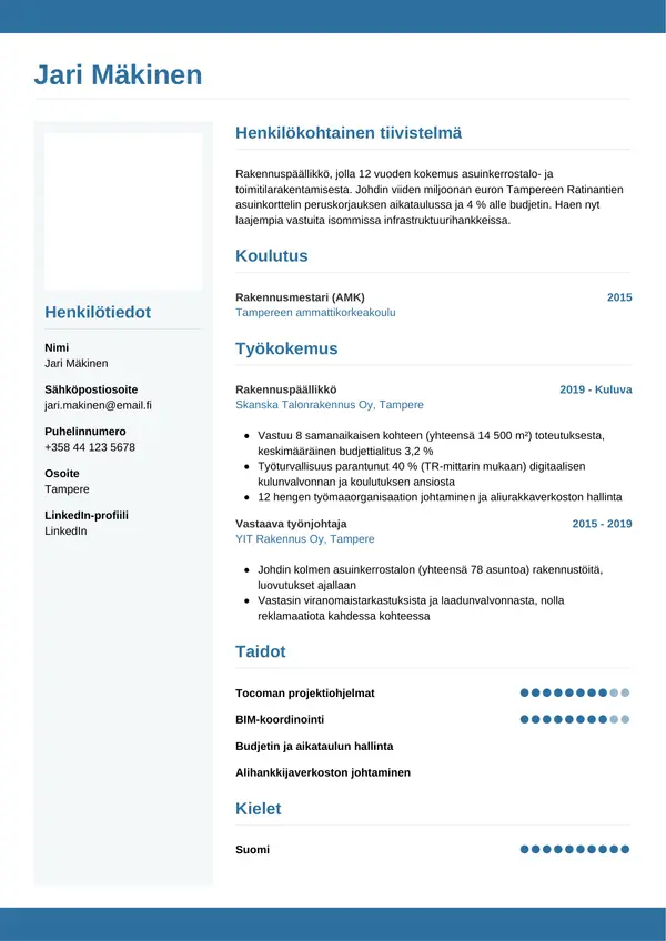 CV-pohja — Tyyli 9