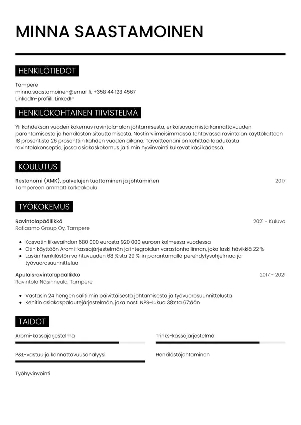 CV-pohja — Tyyli 11