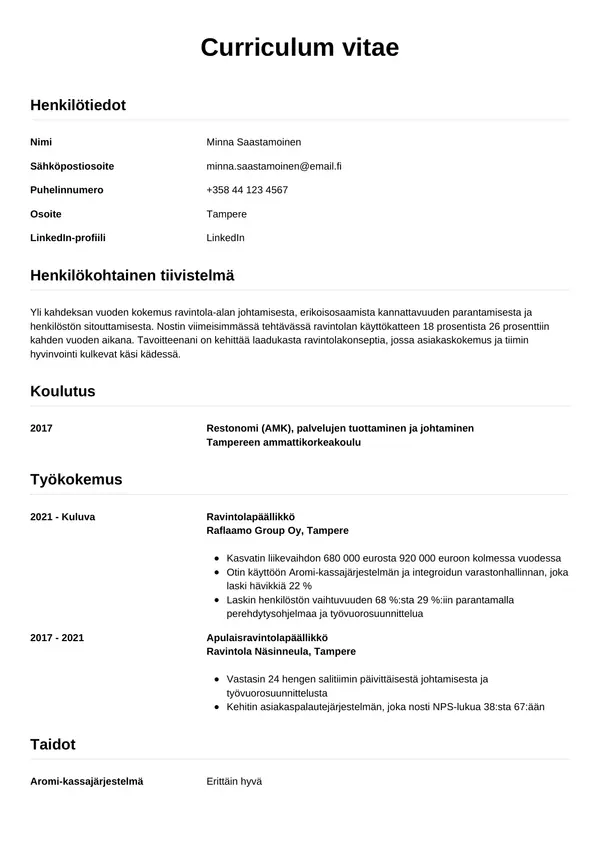 CV-pohja — Tyyli 12