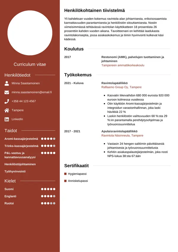 CV-pohja — Tyyli 5