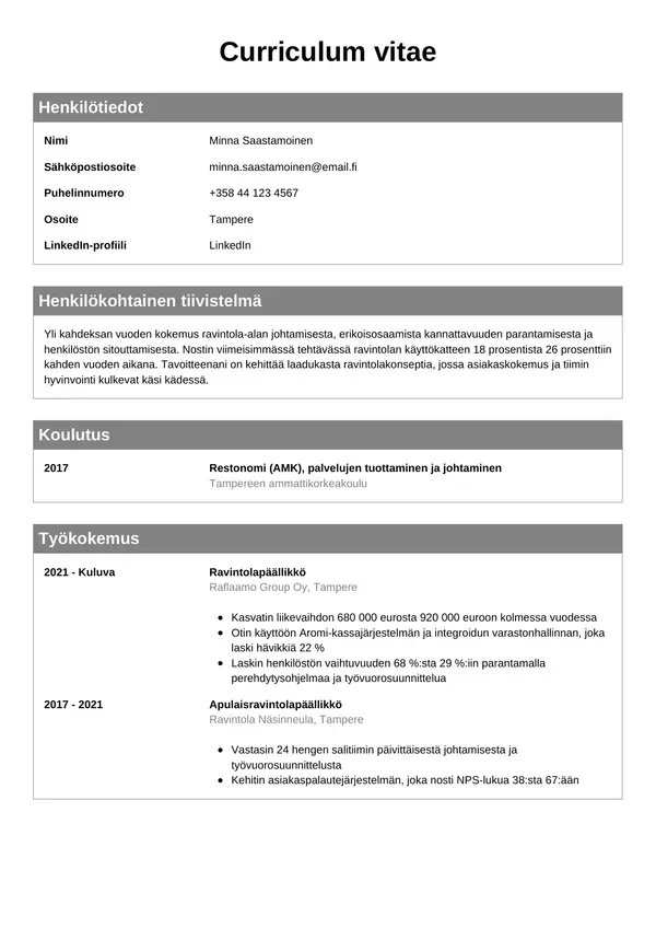 CV-pohja — Tyyli 7