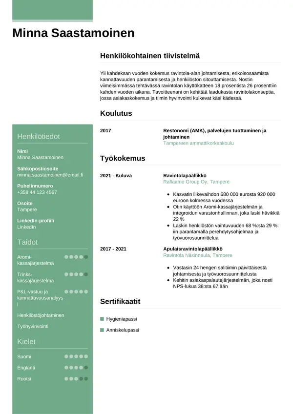 CV-pohja — Tyyli 8