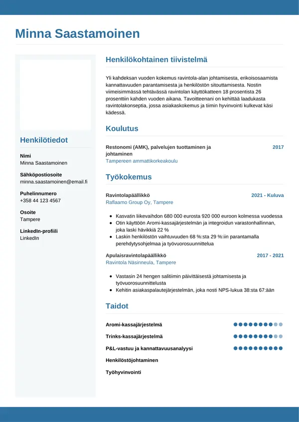 CV-pohja — Tyyli 9