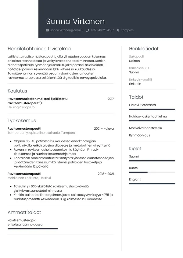 CV-pohja — Tyyli 1