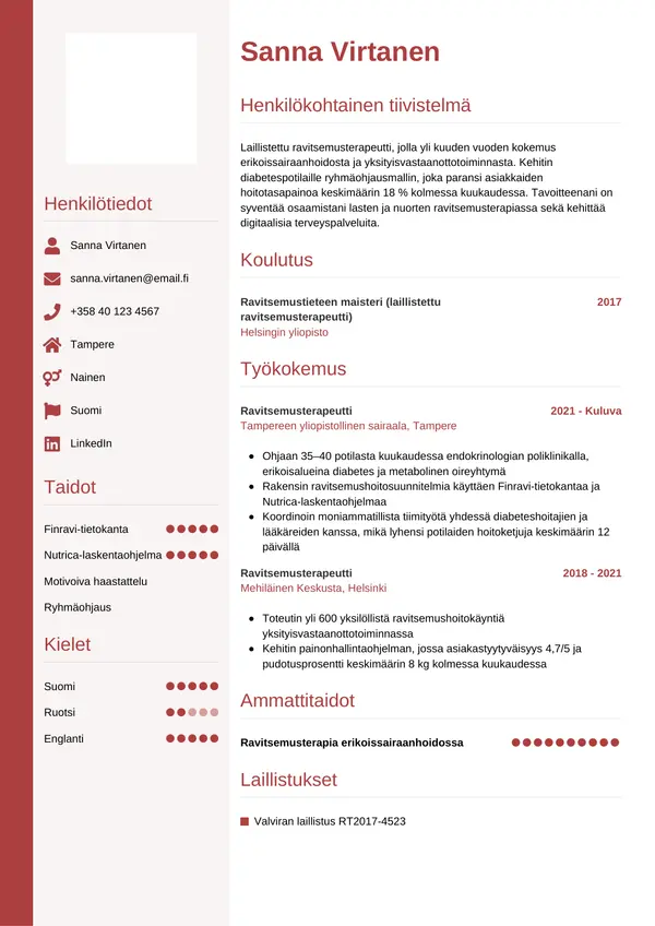 CV-pohja — Tyyli 10