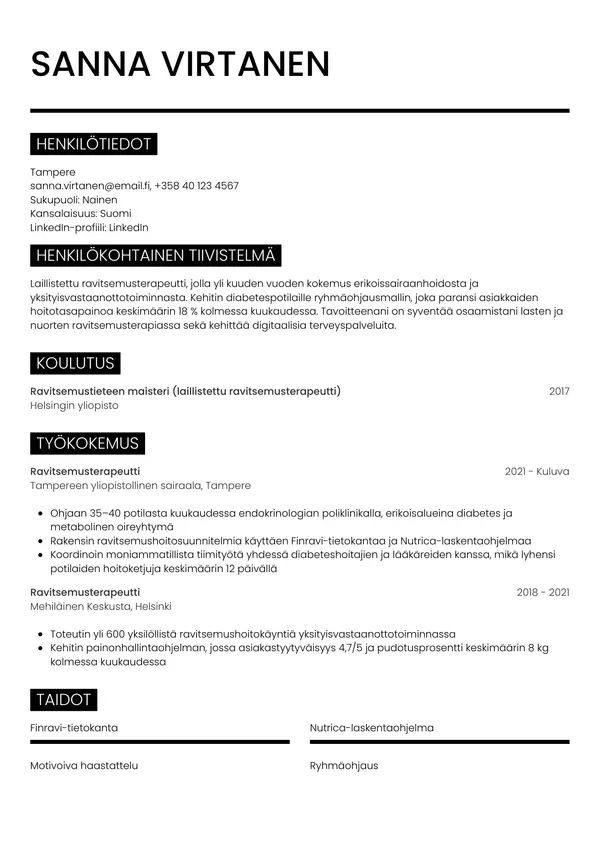 CV-pohja — Tyyli 11