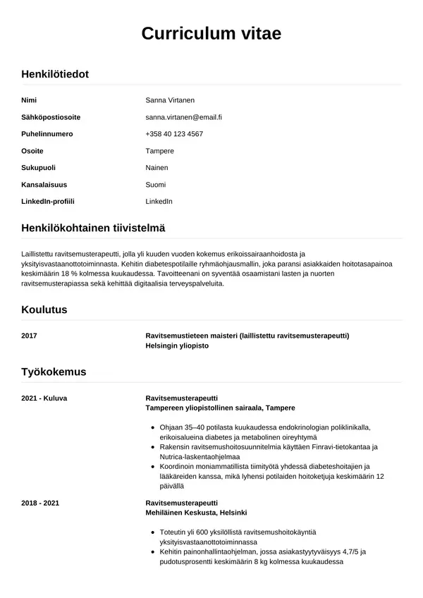 CV-pohja — Tyyli 12
