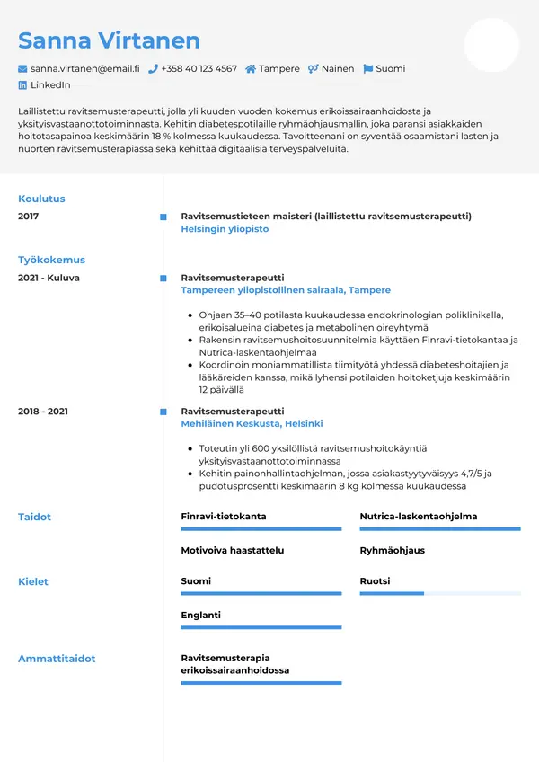 CV-pohja — Tyyli 2
