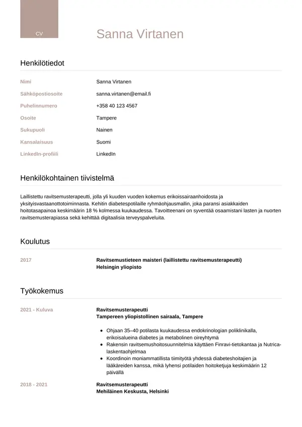 CV-pohja — Tyyli 6