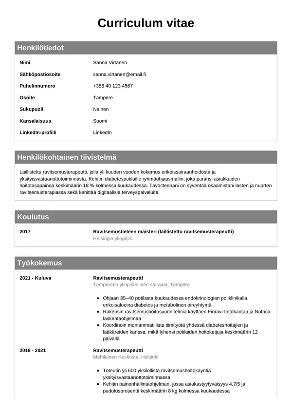 CV-pohja — Tyyli 7