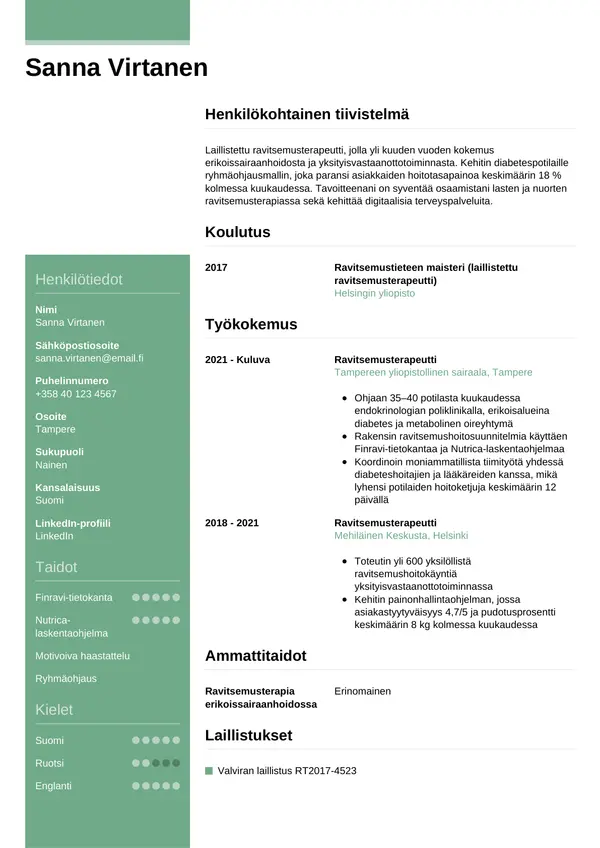 CV-pohja — Tyyli 8