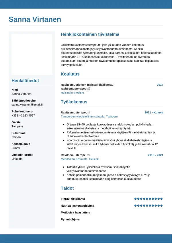 CV-pohja — Tyyli 9