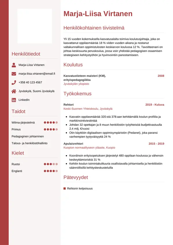 CV-pohja — Tyyli 10