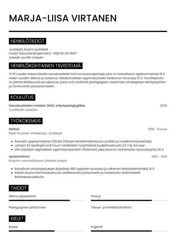 CV-pohja — Tyyli 11