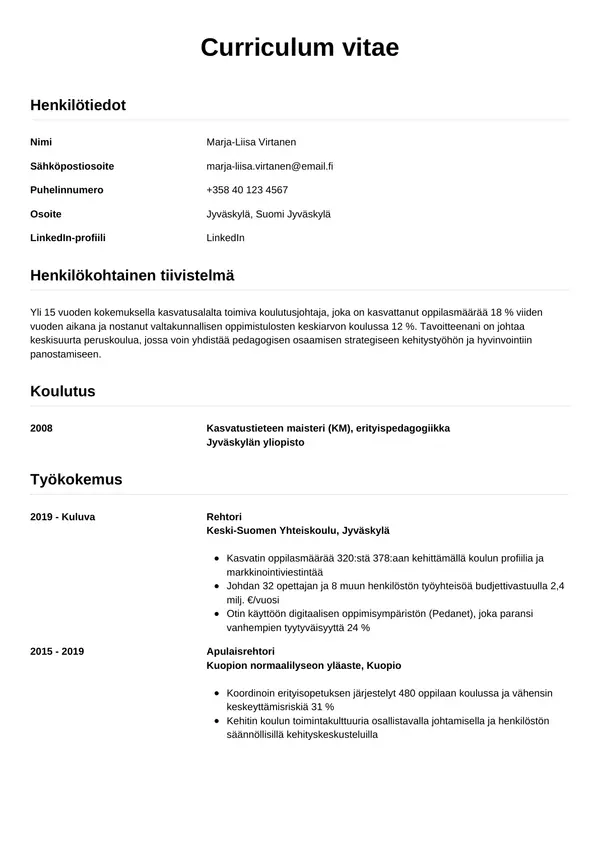 CV-pohja — Tyyli 12
