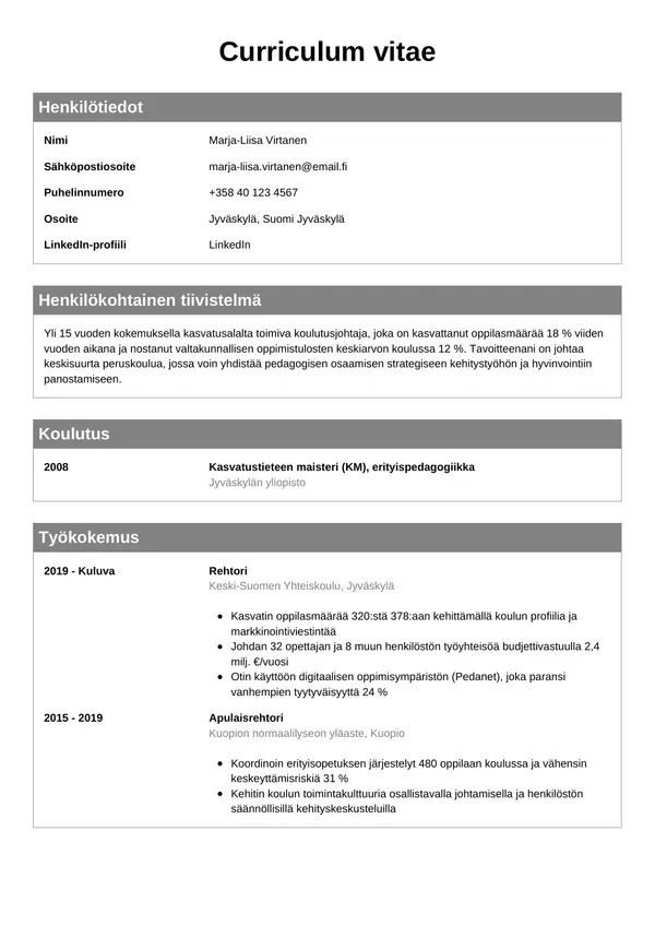 CV-pohja — Tyyli 7