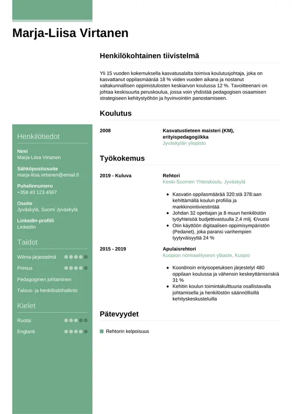 CV-pohja — Tyyli 8